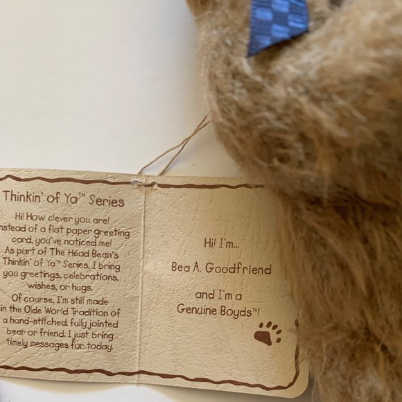 Vintage Boyds Bears "Bea A. Goodfriend" Bear Plush Olde Friends Pillow & Tag 8" - Picture 10 of 10